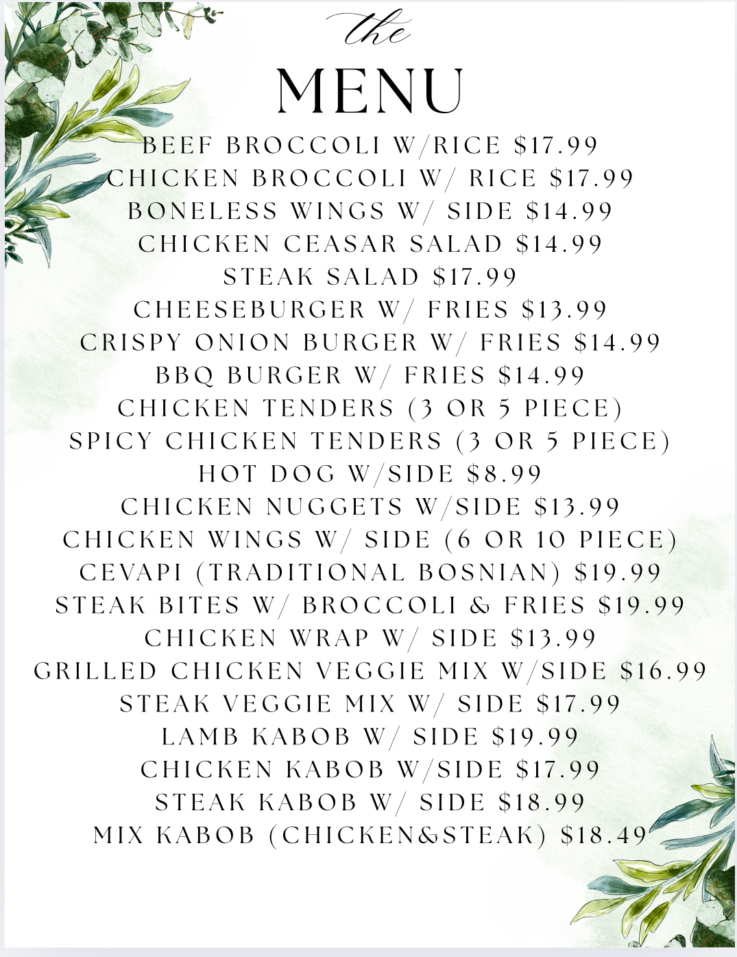 Bites by Ema menu pg. 1