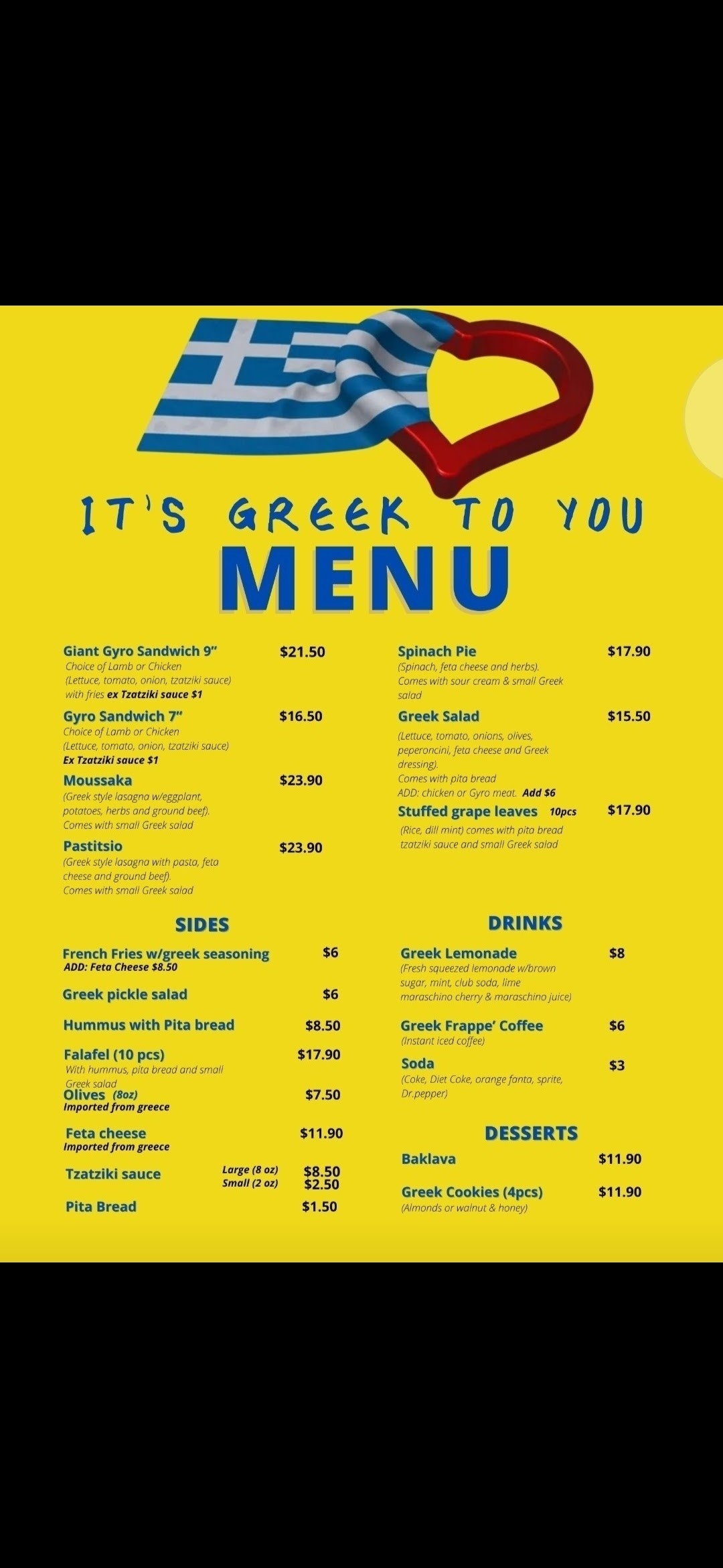 Its Greek to You Menu 2025